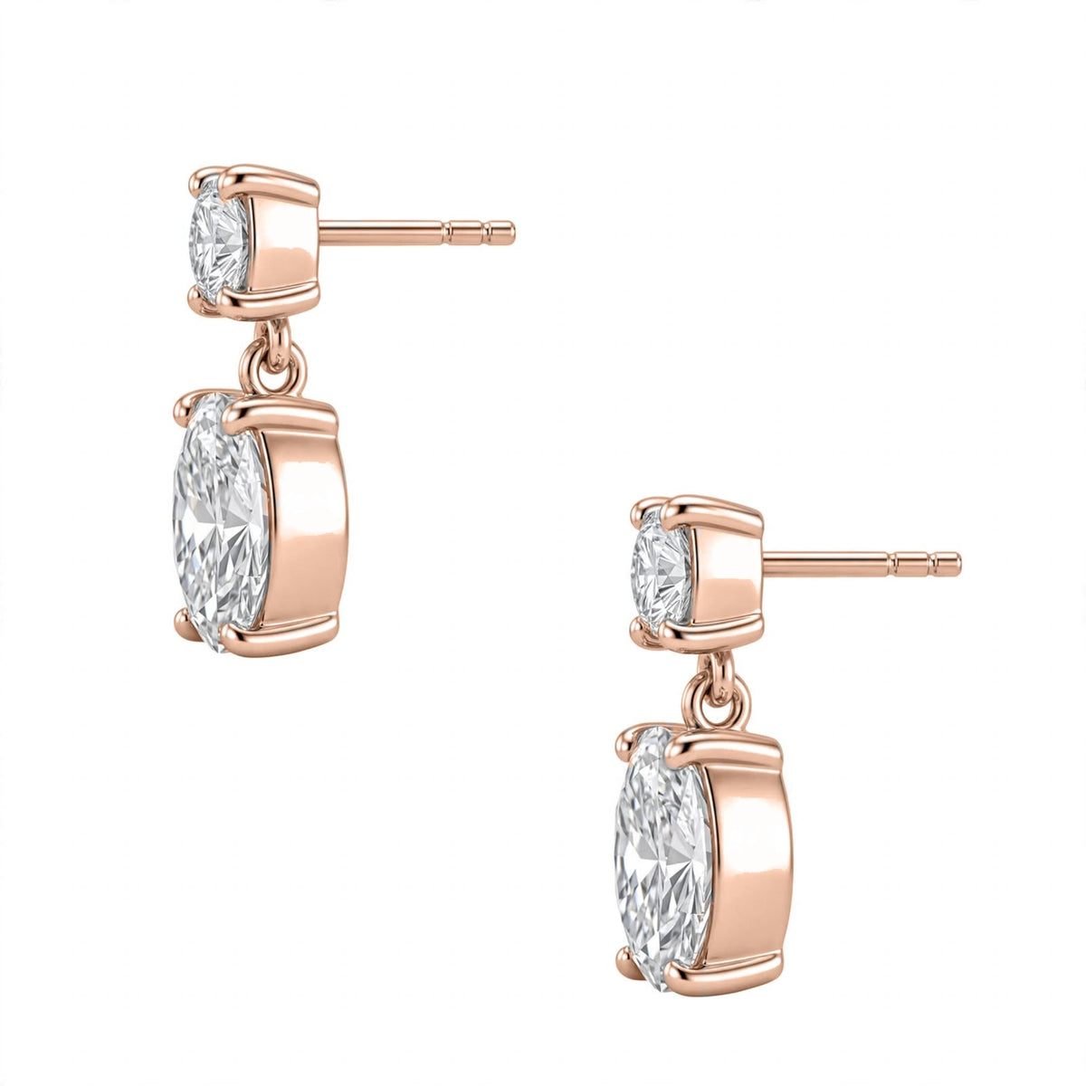 Lab-Grown Diamond Round-Oval Stud Earrings in 14K White Gold or 14K Yellow Gold