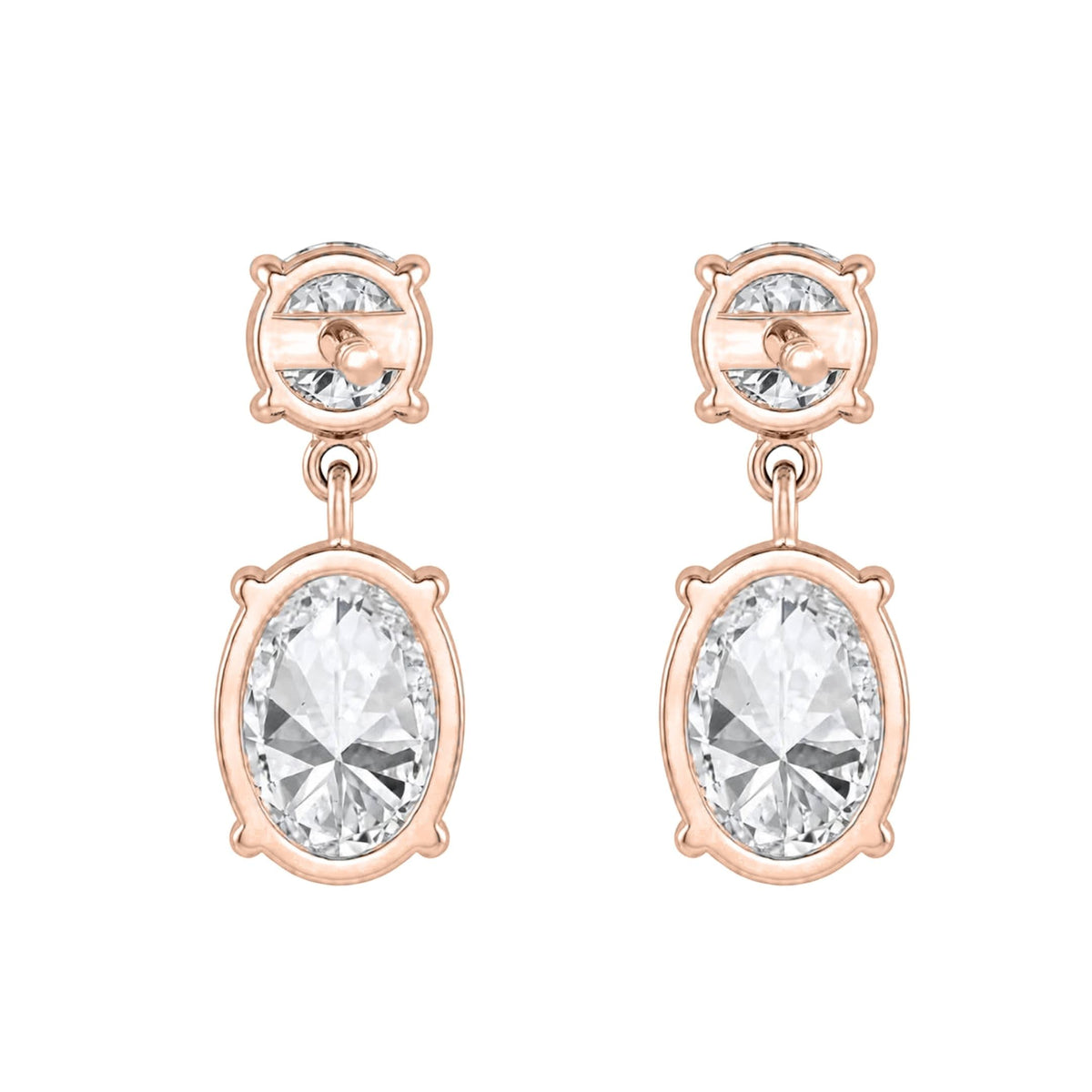 Lab-Grown Diamond Round-Oval Stud Earrings in 14K White Gold or 14K Yellow Gold