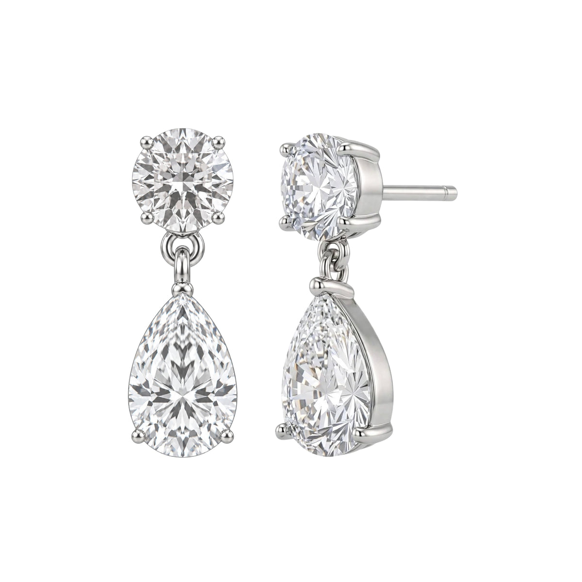 Lab-Grown Diamond Round-Pear Stud Earrings in 14K White Gold or 14K Yellow Gold