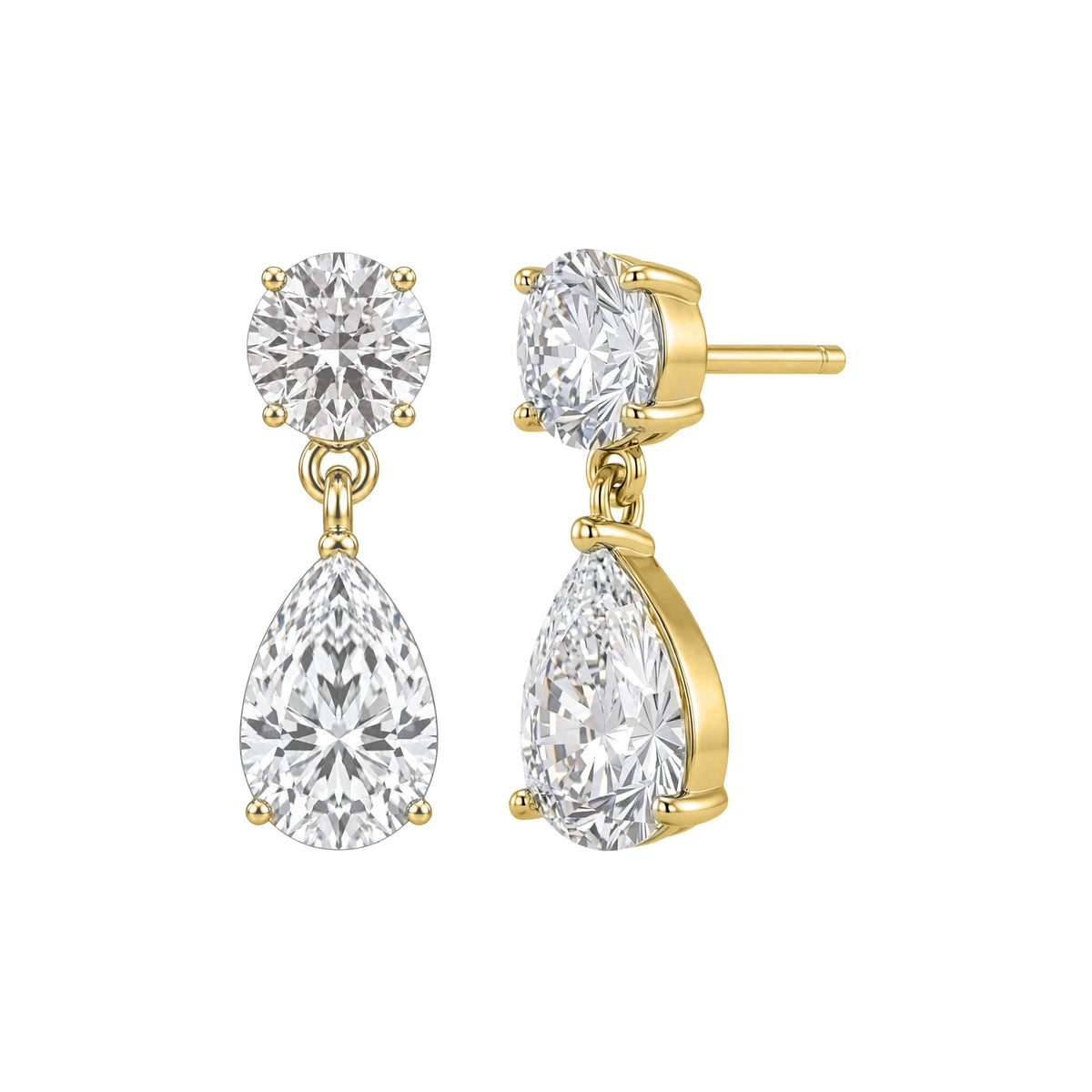Lab-Grown Diamond Round-Pear Stud Earrings in 14K White Gold or 14K Yellow Gold