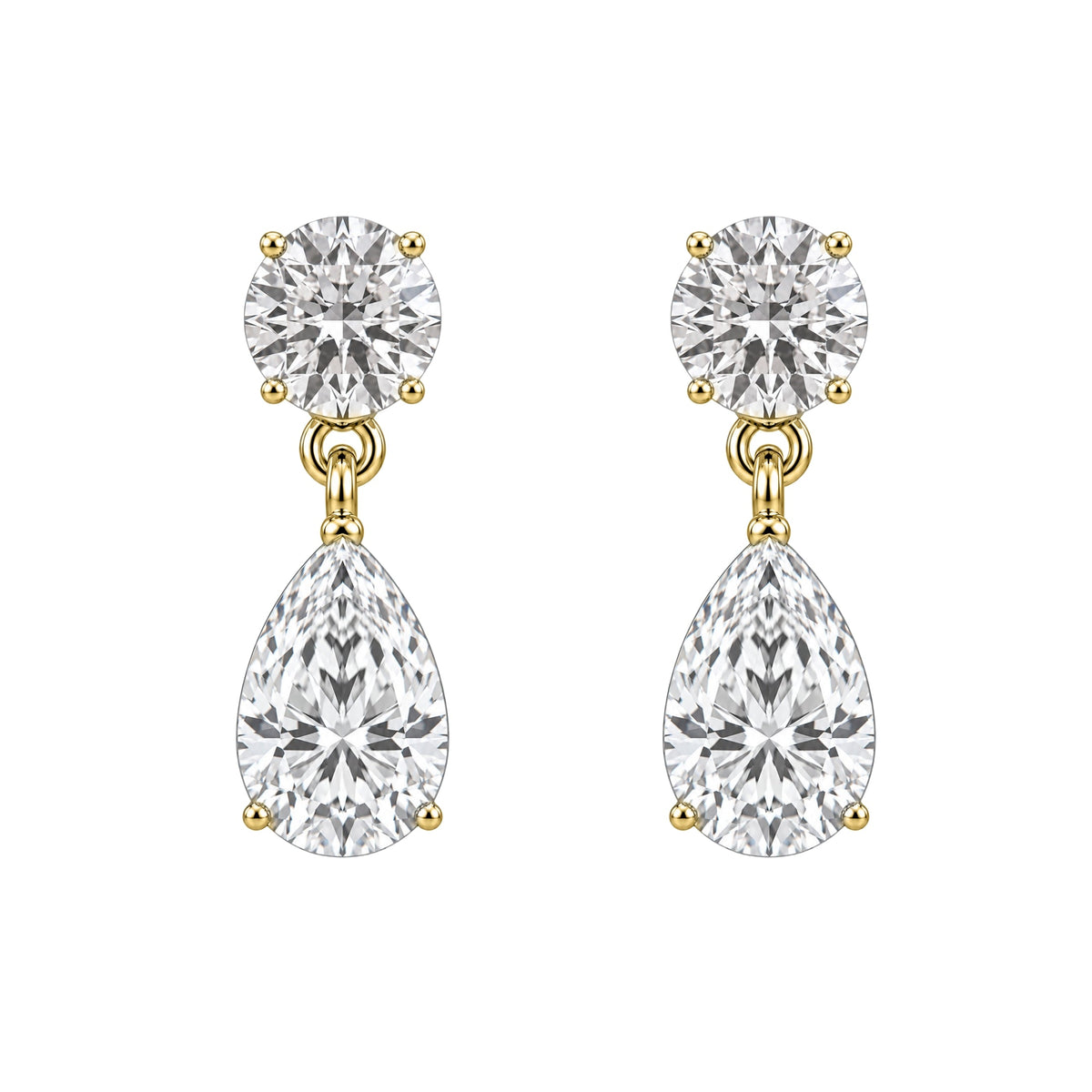 Lab-Grown Diamond Round-Pear Stud Earrings in 14K White Gold or 14K Yellow Gold