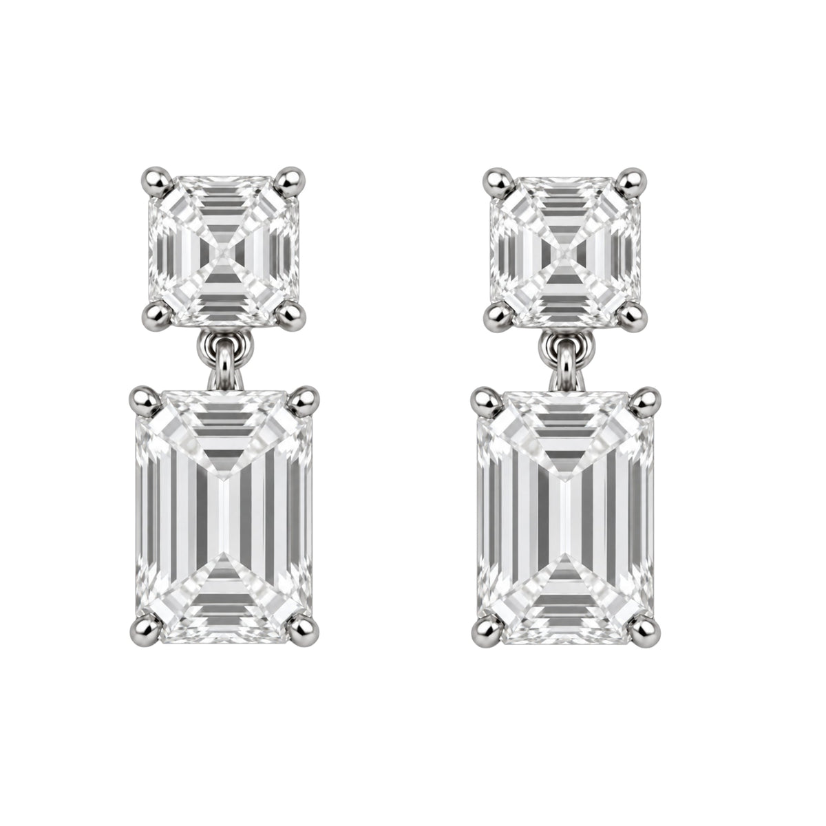 Lab-Grown Diamond Emerald-Cut & Asscher Stud Earrings in 14K White Gold or 14K Yellow Gold