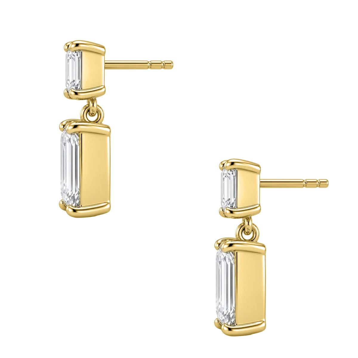Lab-Grown Diamond Emerald-Cut & Asscher Stud Earrings in 14K White Gold or 14K Yellow Gold