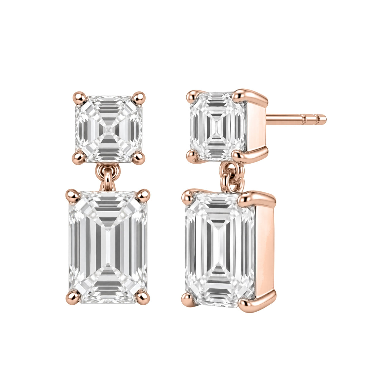 Lab-Grown Diamond Emerald-Cut & Asscher Stud Earrings in 14K White Gold or 14K Yellow Gold