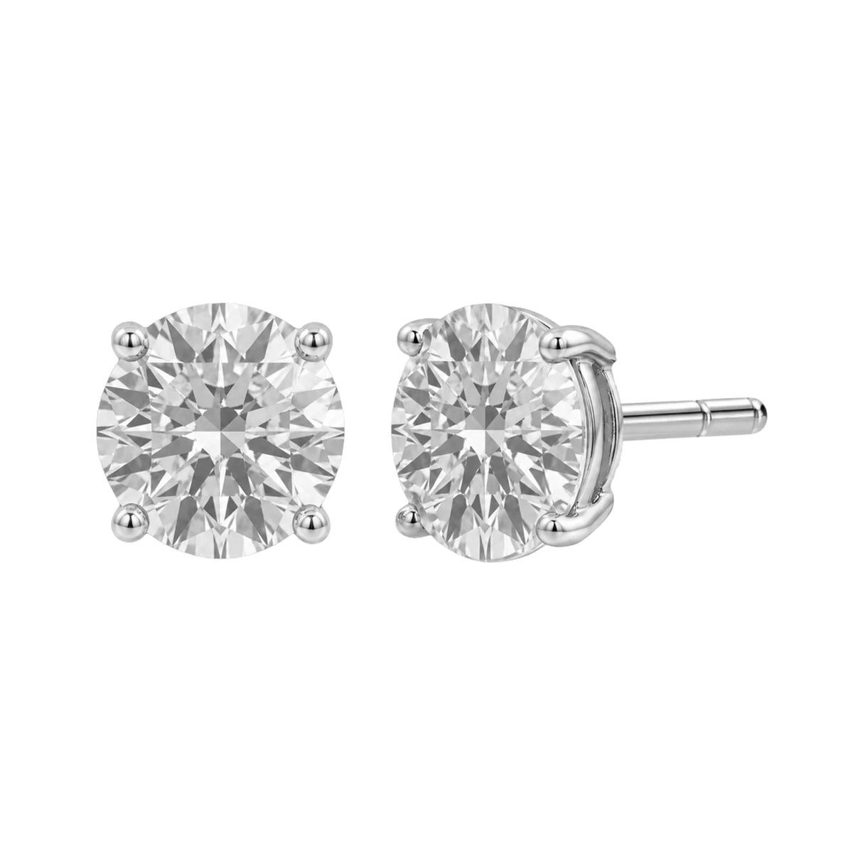 Lab-Grown Diamond Round Stud Earrings in 14K White Gold or 14K Yellow Gold