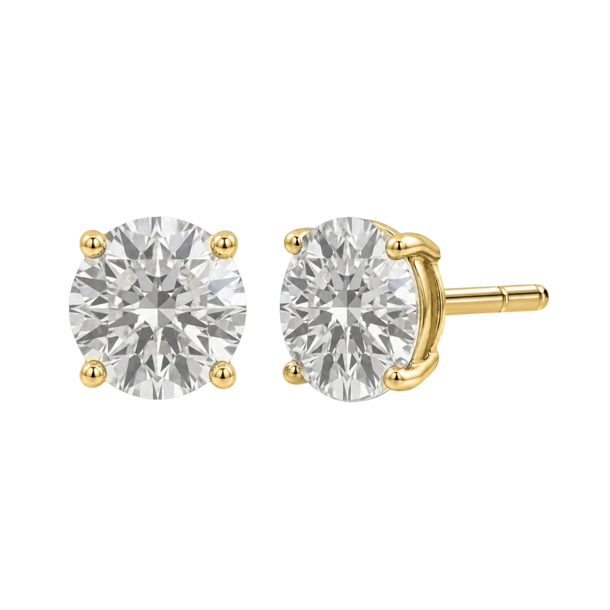 Lab-Grown Diamond Round Stud Earrings in 14K White Gold or 14K Yellow Gold