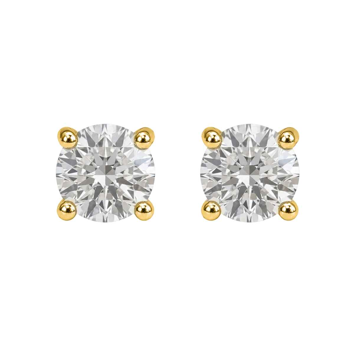 Lab-Grown Diamond Round Stud Earrings in 14K White Gold or 14K Yellow Gold
