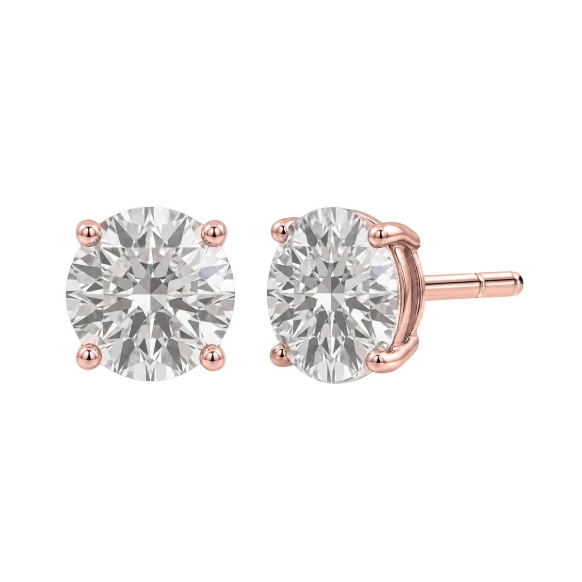 Lab-Grown Diamond Round Stud Earrings in 14K White Gold or 14K Yellow Gold