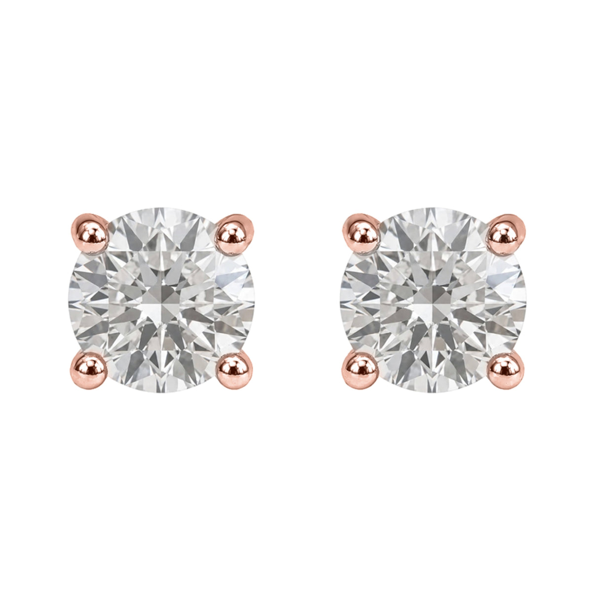 Lab-Grown Diamond Round Stud Earrings in 14K White Gold or 14K Yellow Gold