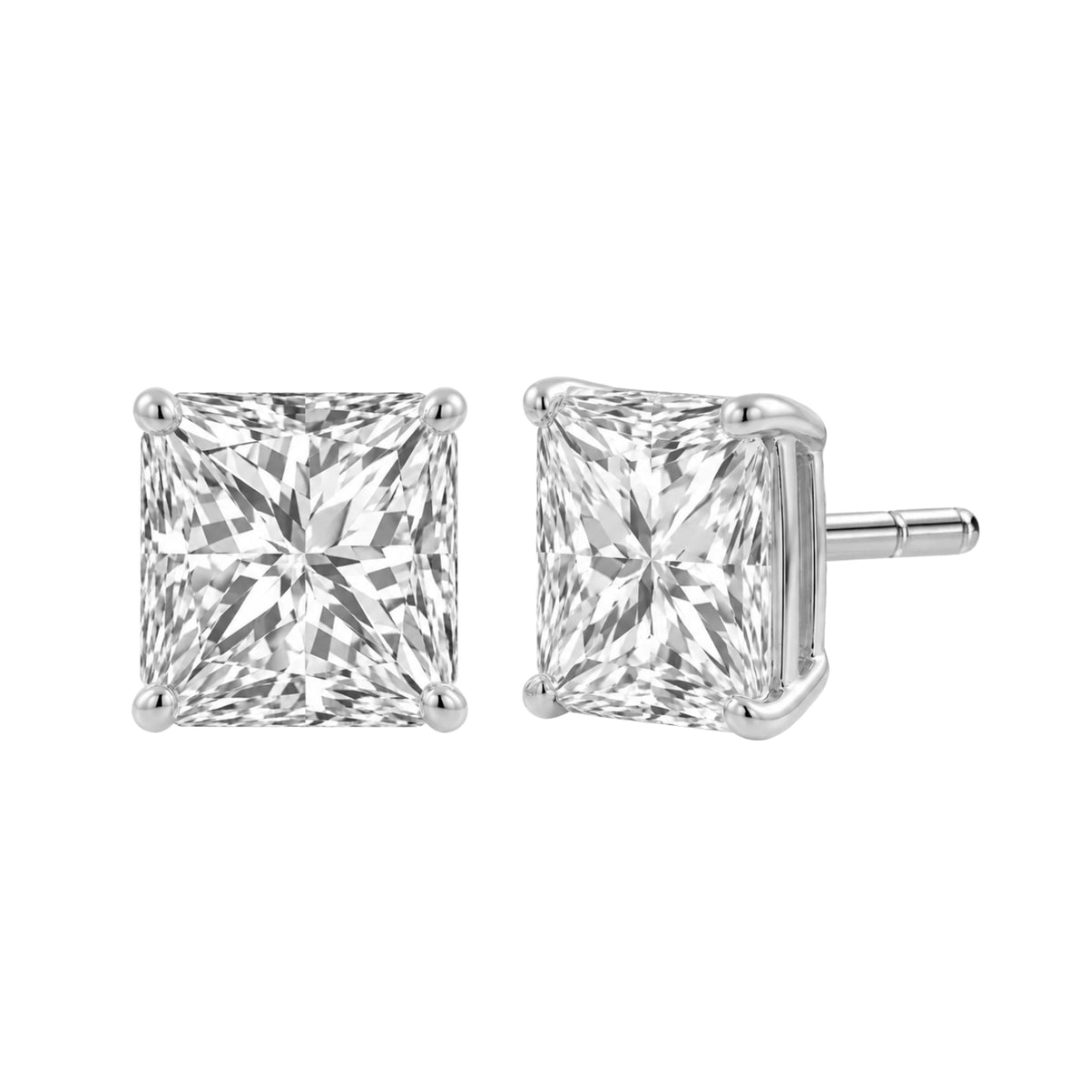 Lab-Grown Diamond Princess Stud Earrings in 14K White Gold or 14K Yellow Gold