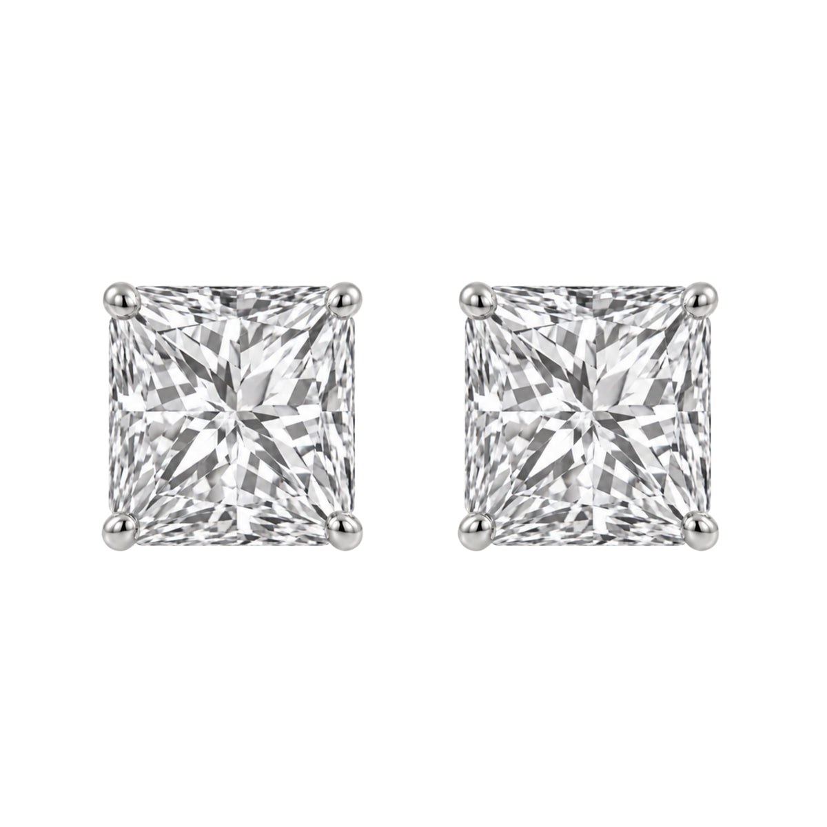 Lab-Grown Diamond Princess Stud Earrings in 14K White Gold or 14K Yellow Gold