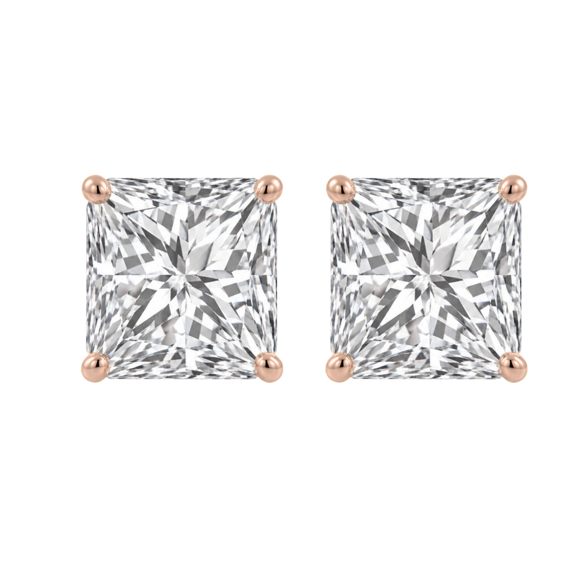 Lab-Grown Diamond Princess Stud Earrings in 14K White Gold or 14K Yellow Gold