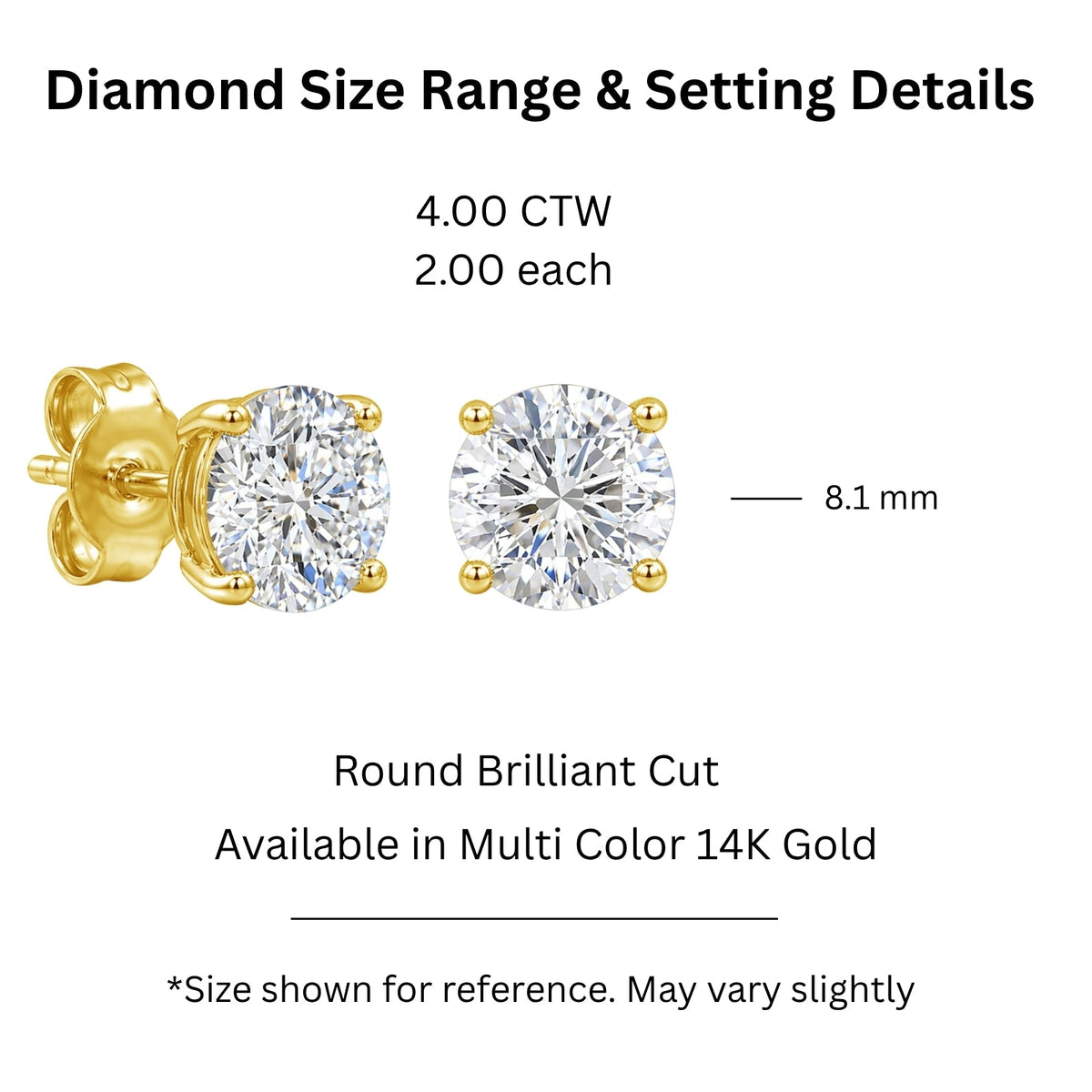 Lab-Grown Diamond Round Stud Earrings in 14K White Gold or 14K Yellow Gold