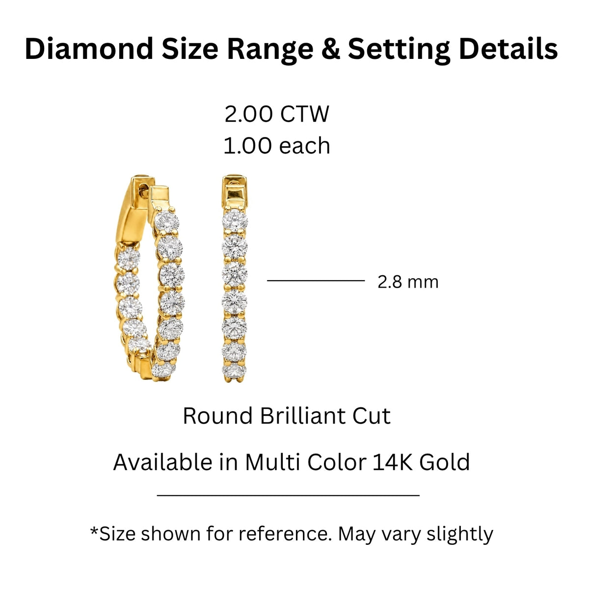 Lab-Grown Diamond Round Hoop Earrings in 14K White Gold or 14K Yellow Gold