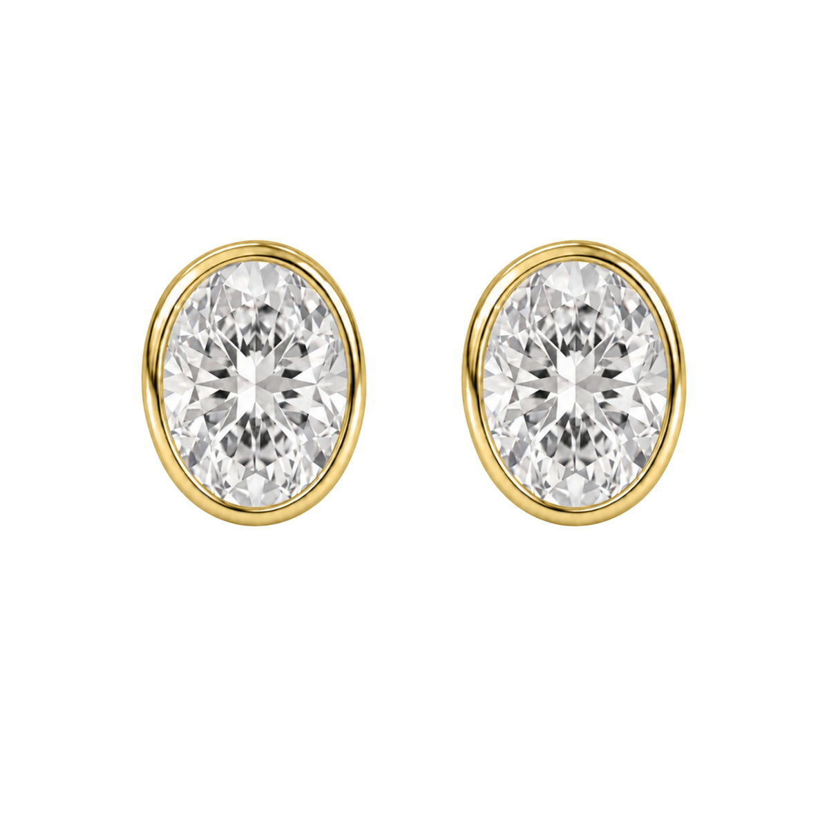 Lab-Grown Diamond Oval Bezel Stud Earrings in 14K White Gold or 14K Yellow Gold