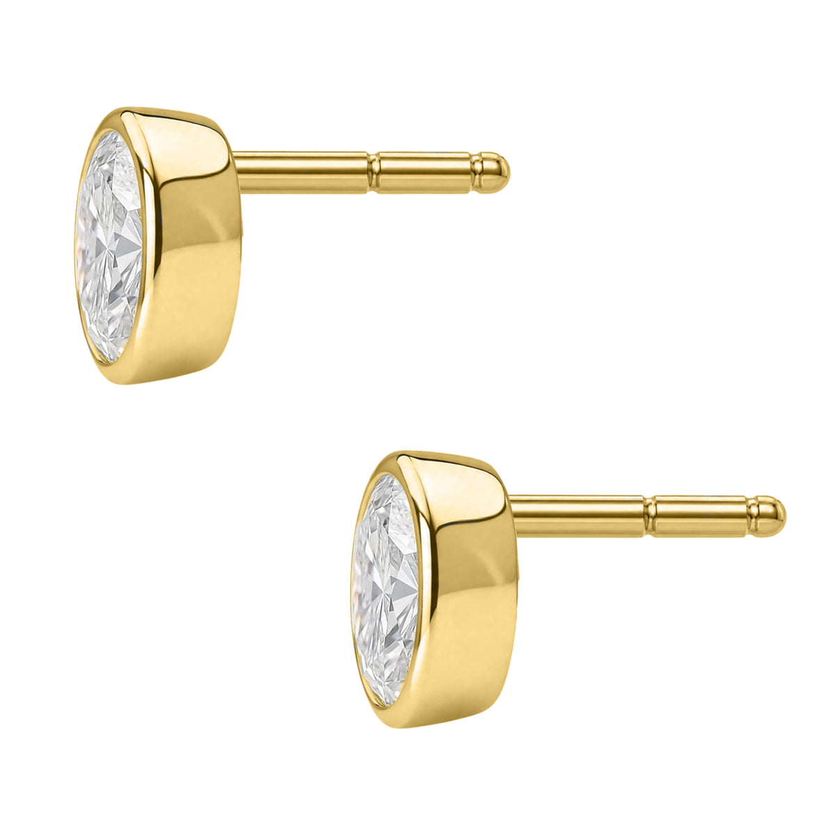 Lab-Grown Diamond Oval Bezel Stud Earrings in 14K White Gold or 14K Yellow Gold