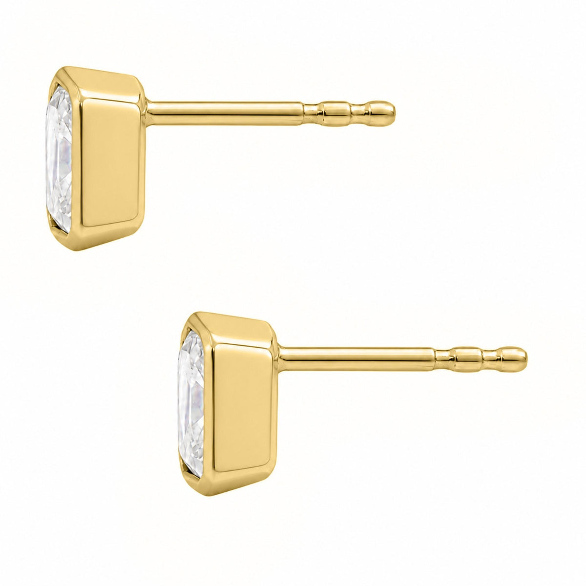 Lab-Grown Diamond Emerald-Cut Bezel Stud Earrings in 14K White Gold or 14K Yellow Gold