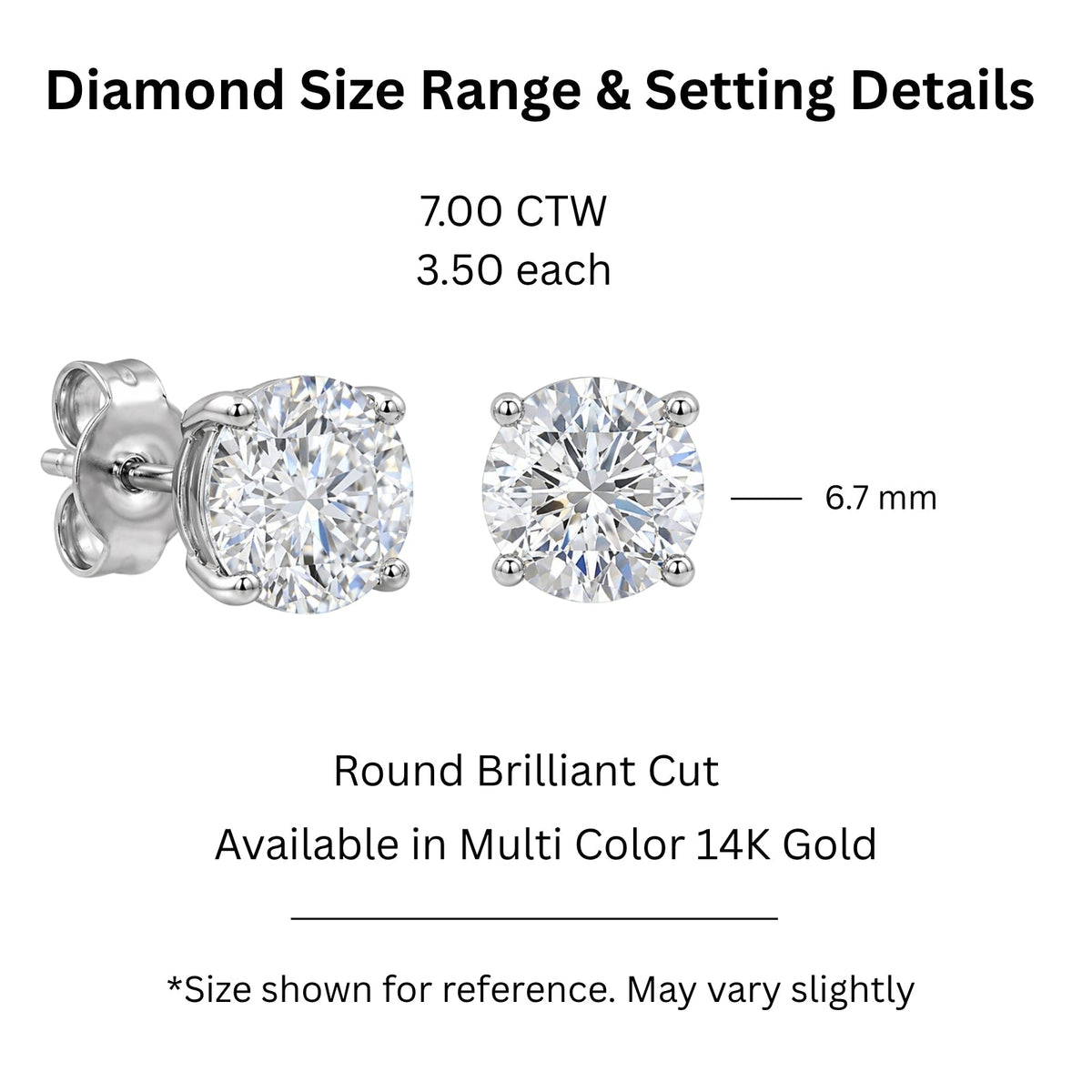Lab-Grown Diamond Round Stud Earrings in 14K White Gold or 14K Yellow Gold