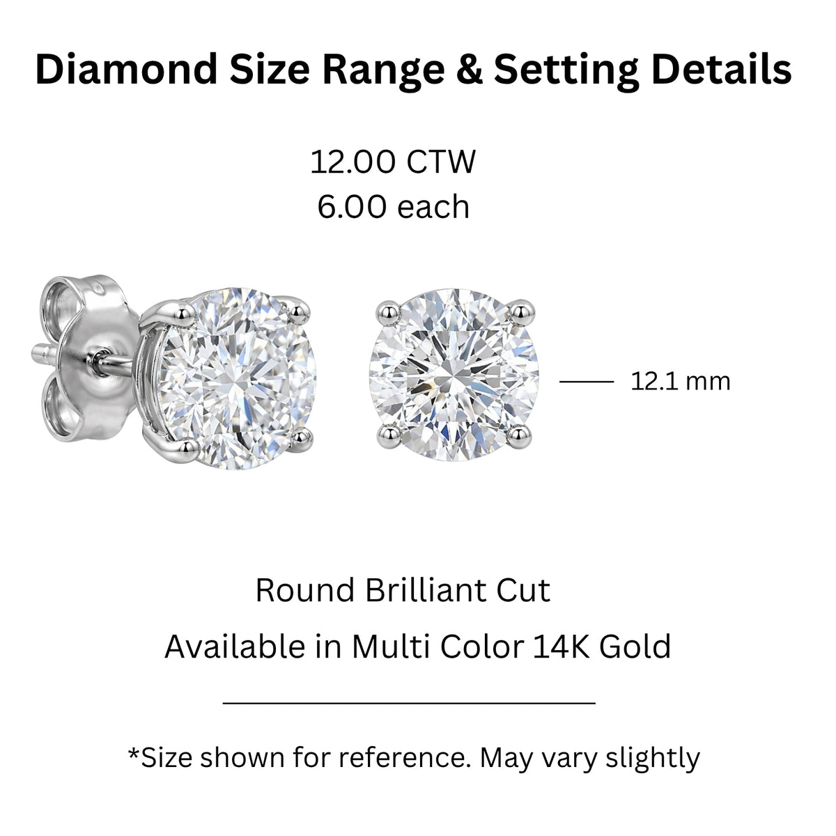 Lab-Grown Diamond Round Stud Earrings in 14K White Gold or 14K Yellow Gold