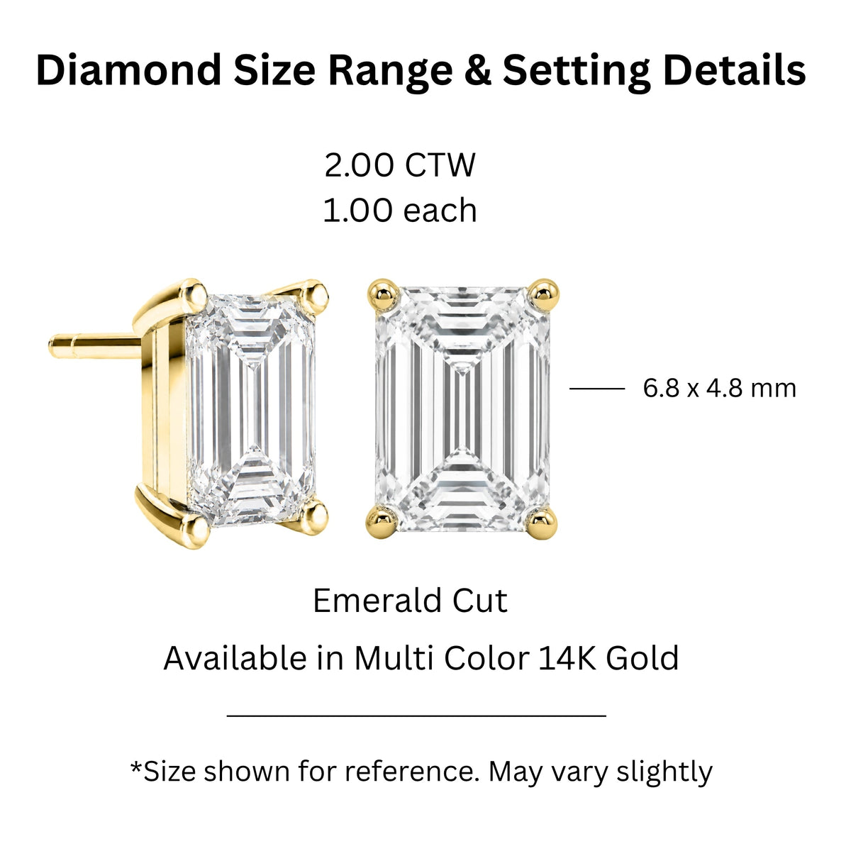 Lab-Grown Diamond Emerald-Cut Stud Earrings in 14K White Gold or 14K Yellow Gold