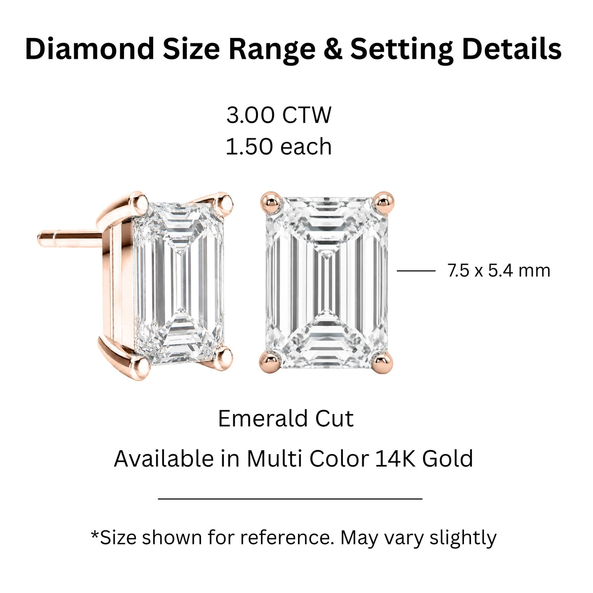 Lab-Grown Diamond Emerald-Cut Stud Earrings in 14K White Gold or 14K Yellow Gold