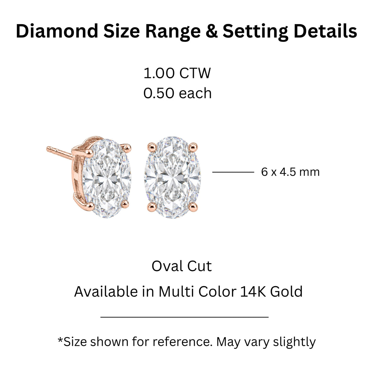 Lab-Grown Diamond Oval Stud Earrings in 14K White Gold or 14K Yellow Gold