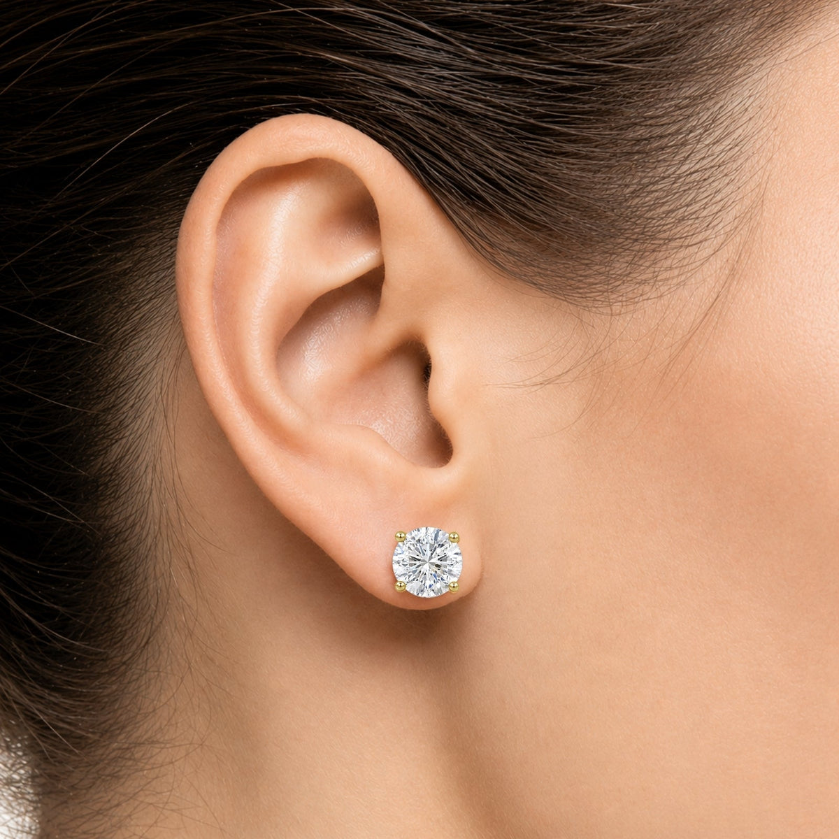 0.5 ct. T.W. Lab-Grown Diamond Round Stud Earrings in 14K Gold over Silver