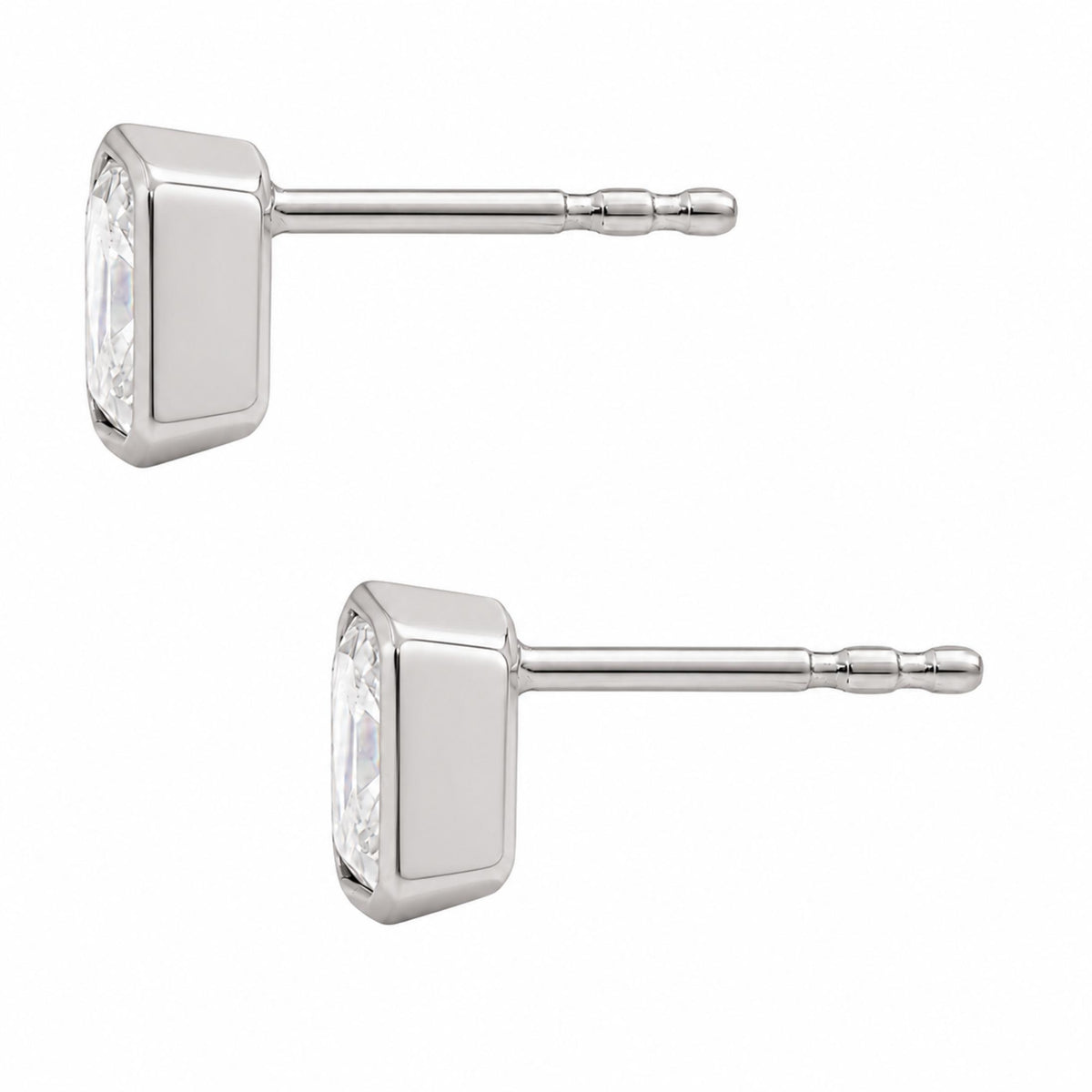 Lab-Grown Diamond Emerald-Cut Bezel Stud Earrings in 14K White Gold or 14K Yellow Gold