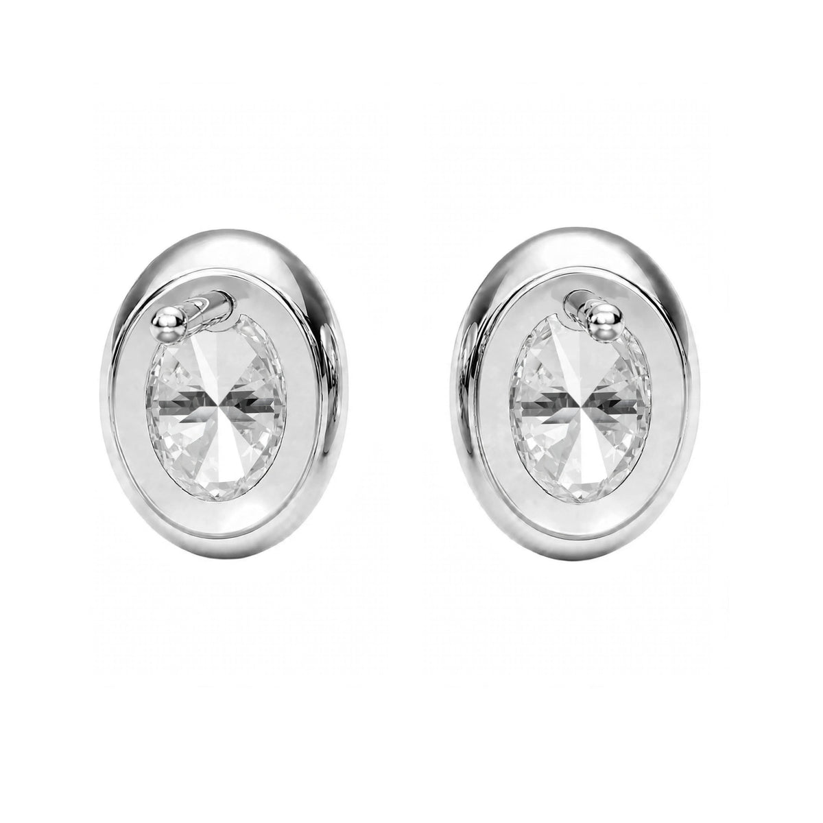 Lab-Grown Diamond Oval Bezel Stud Earrings in 14K White Gold or 14K Yellow Gold