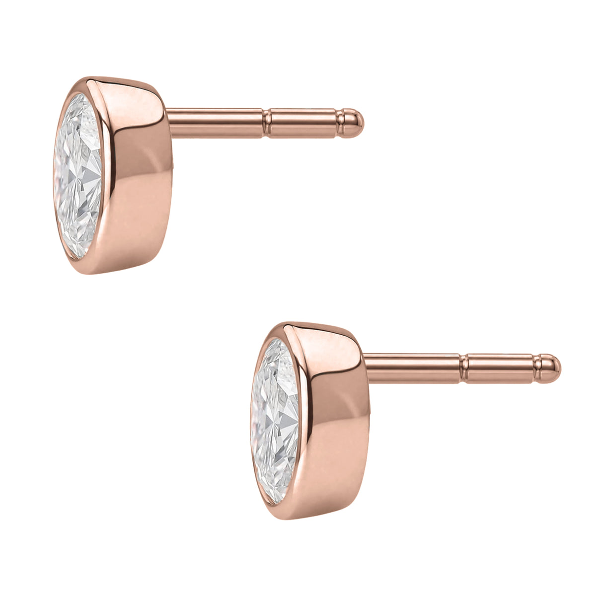 Lab-Grown Diamond Oval Bezel Stud Earrings in 14K White Gold or 14K Yellow Gold