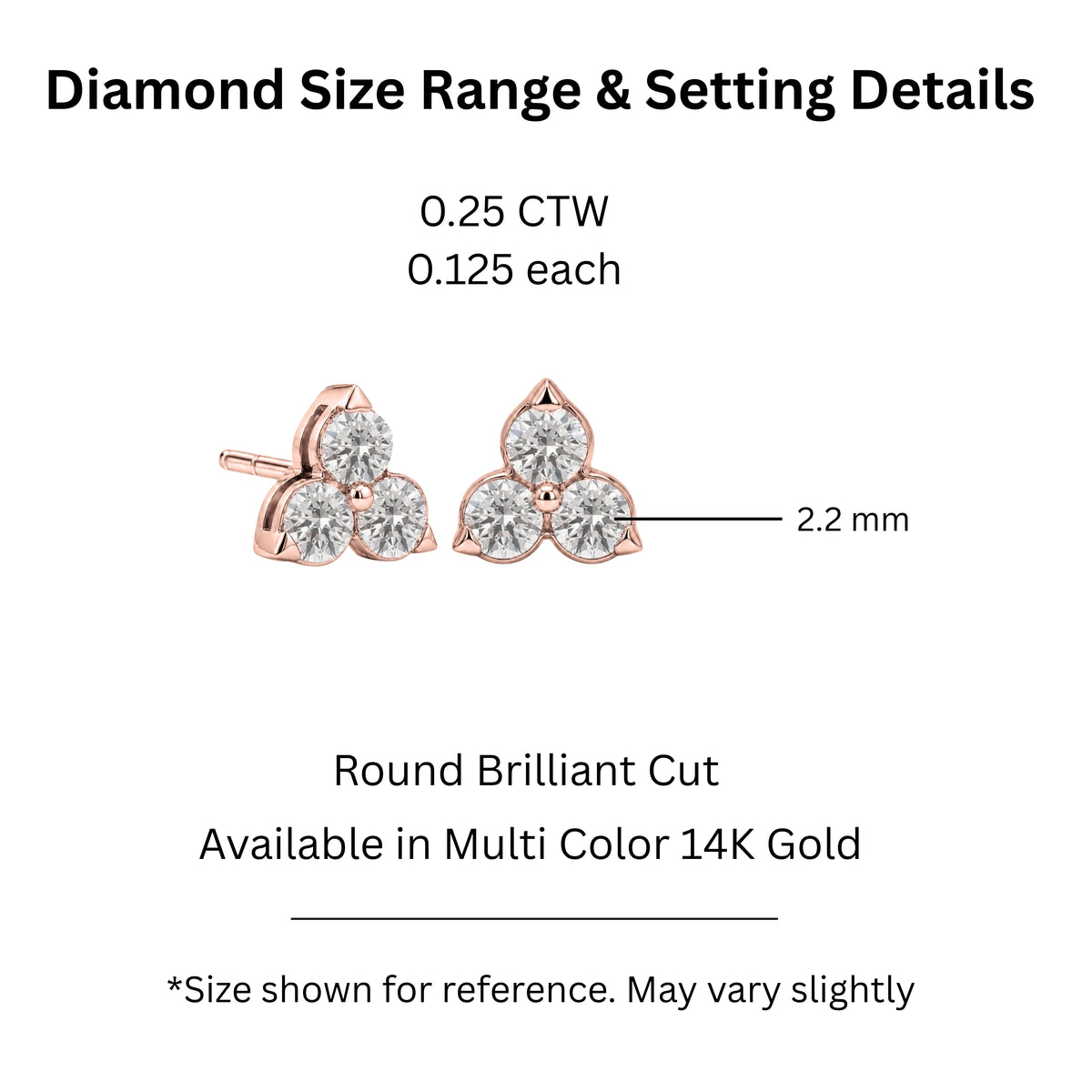 Lab-Grown Diamond Round Three-Stone Earrings in 14K White Gold or 14K Yellow Gold