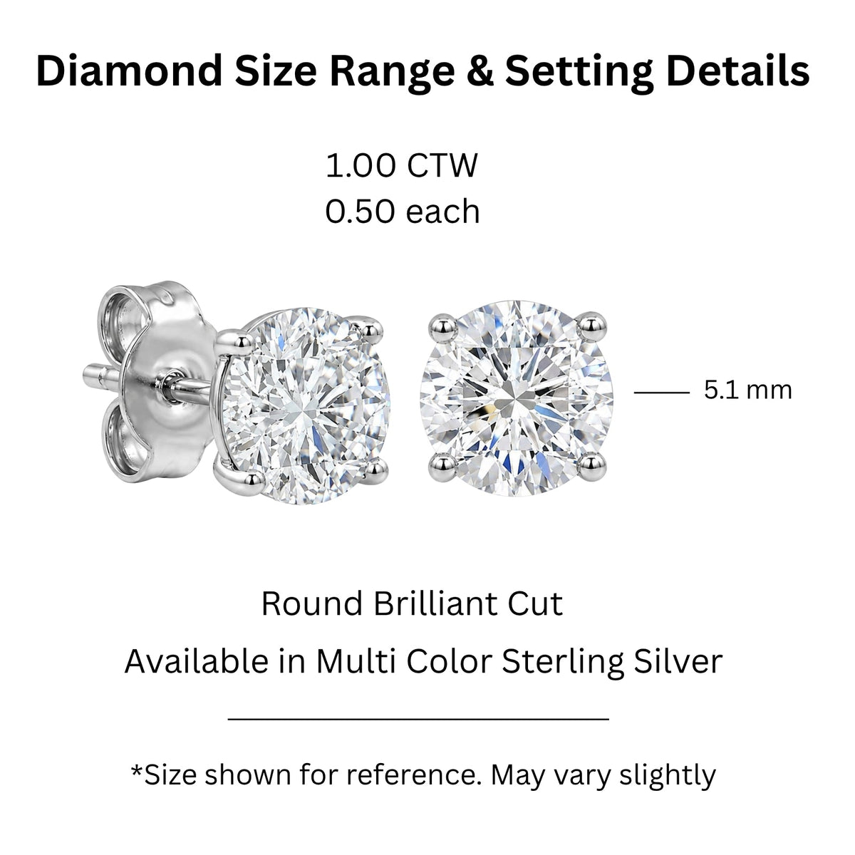 1 ct. T.W. Lab-Grown Diamond Round Stud Earrings in Sterling Silver