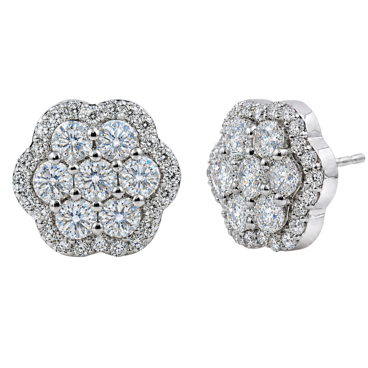 3 ct. T.W. Lab-Grown Diamond Round Cluster Earrings in Sterling Silver or 14K Gold over Silver