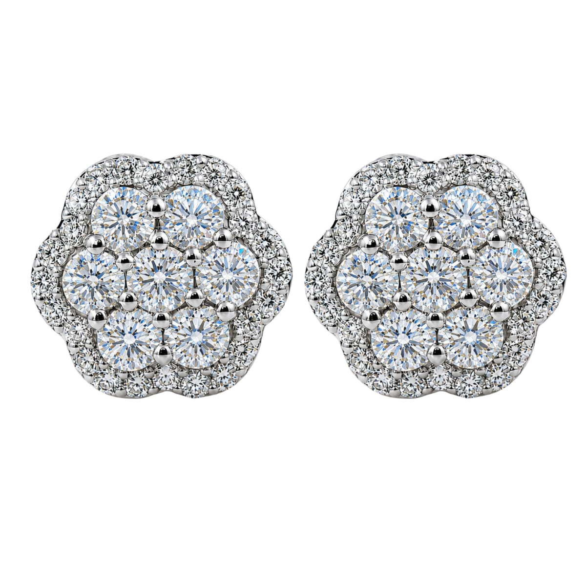 3 ct. T.W. Lab-Grown Diamond Round Cluster Earrings in Sterling Silver or 14K Gold over Silver