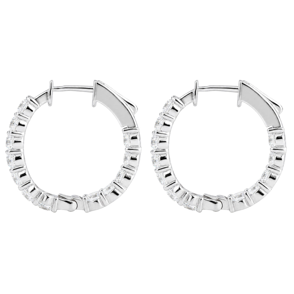 Lab-Grown Diamond Round Hoop Earrings in 14K White Gold or 14K Yellow Gold