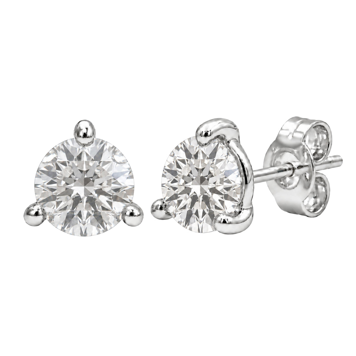 1/3 ct. T.W. Lab-Grown Diamond Round Stud Earrings in Sterling Silver & 14K Gold over Silver