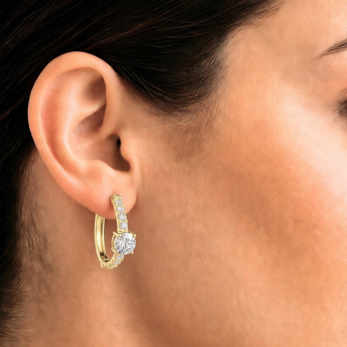 2 ct. T.W. Lab-Grown Diamond Round Hoop Earrings in Sterling Silver or 14K Gold over Silver