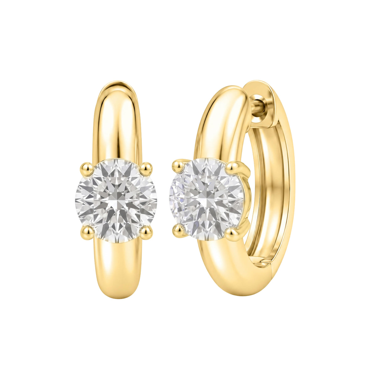 Lab-Grown Diamond Round Hoop Earrings in 14K White Gold or 14K Yellow Gold