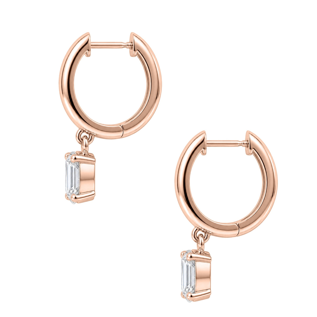 Lab-Grown Diamond Emerald-Cut Hoop Earrings in 14K White Gold or 14K Yellow Gold