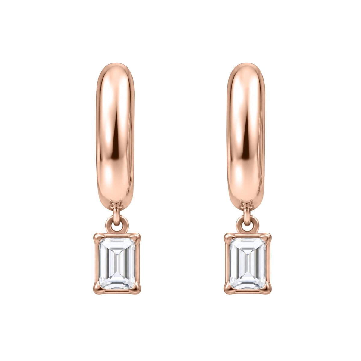 Lab-Grown Diamond Emerald-Cut Hoop Earrings in 14K White Gold or 14K Yellow Gold