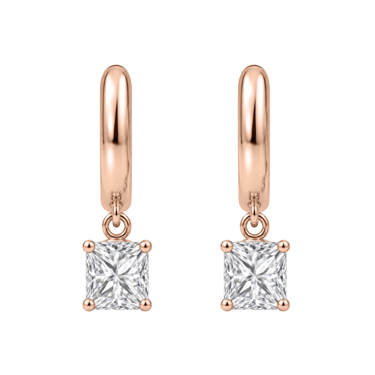 Lab-Grown Diamond Princess Hoop Earrings in 14K White Gold or 14K Yellow Gold