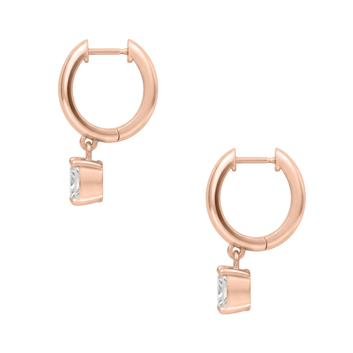 Lab-Grown Diamond Princess Hoop Earrings in 14K White Gold or 14K Yellow Gold