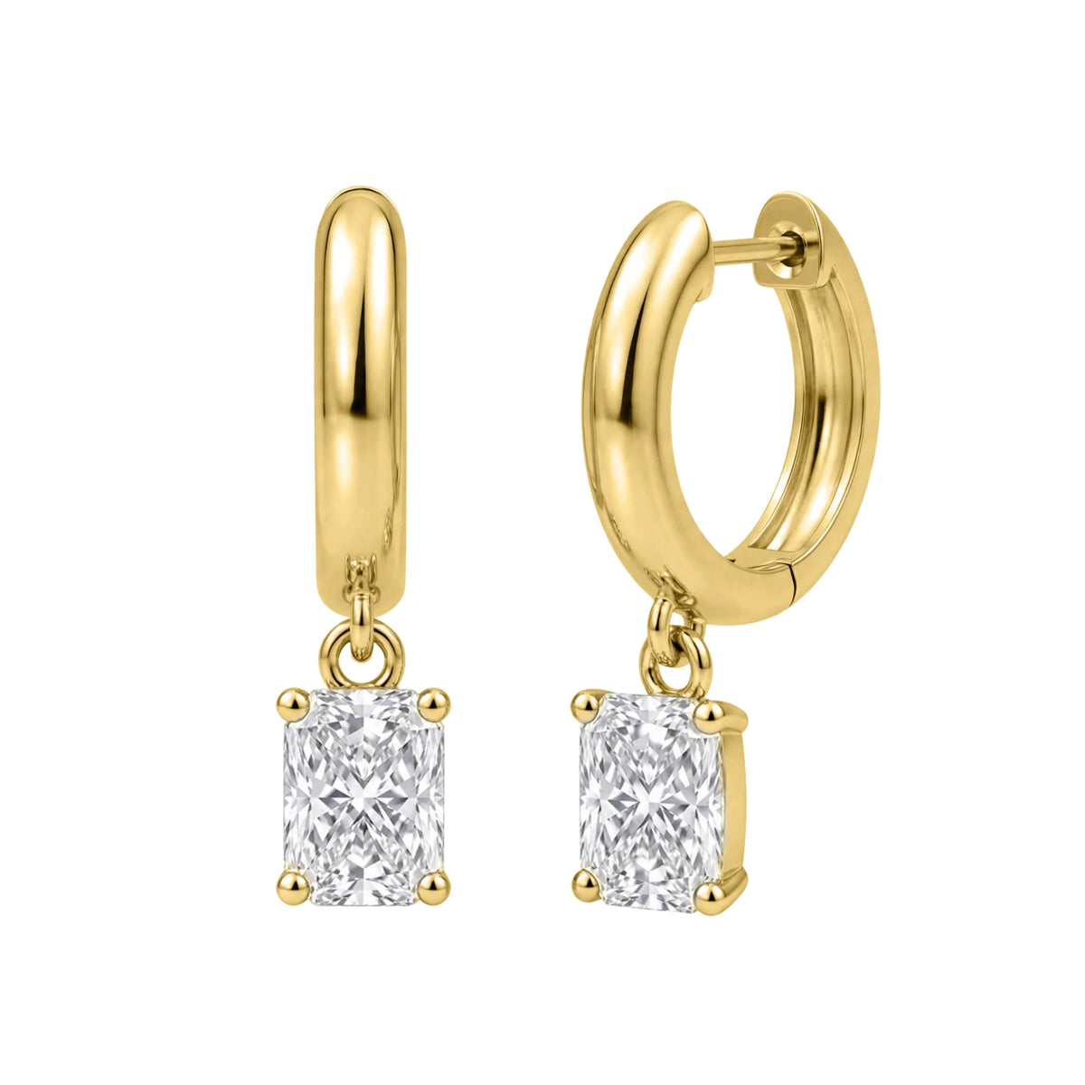 Lab-Grown Diamond Radiant Hoop Earrings in 14K White Gold or 14K Yellow Gold