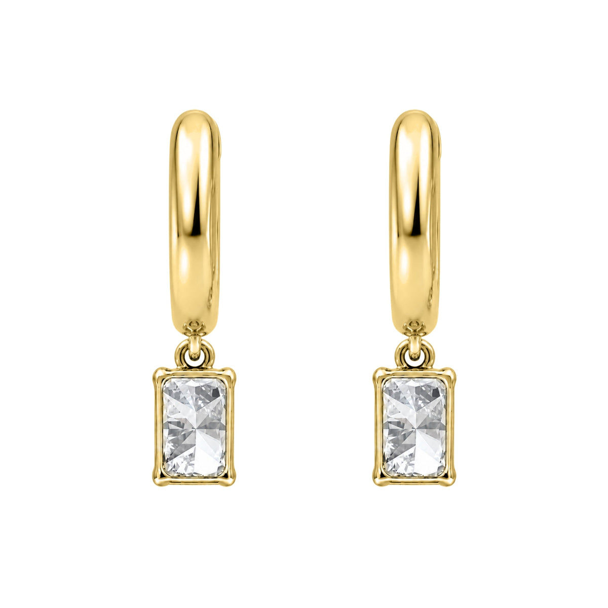 Lab-Grown Diamond Radiant Hoop Earrings in 14K White Gold or 14K Yellow Gold