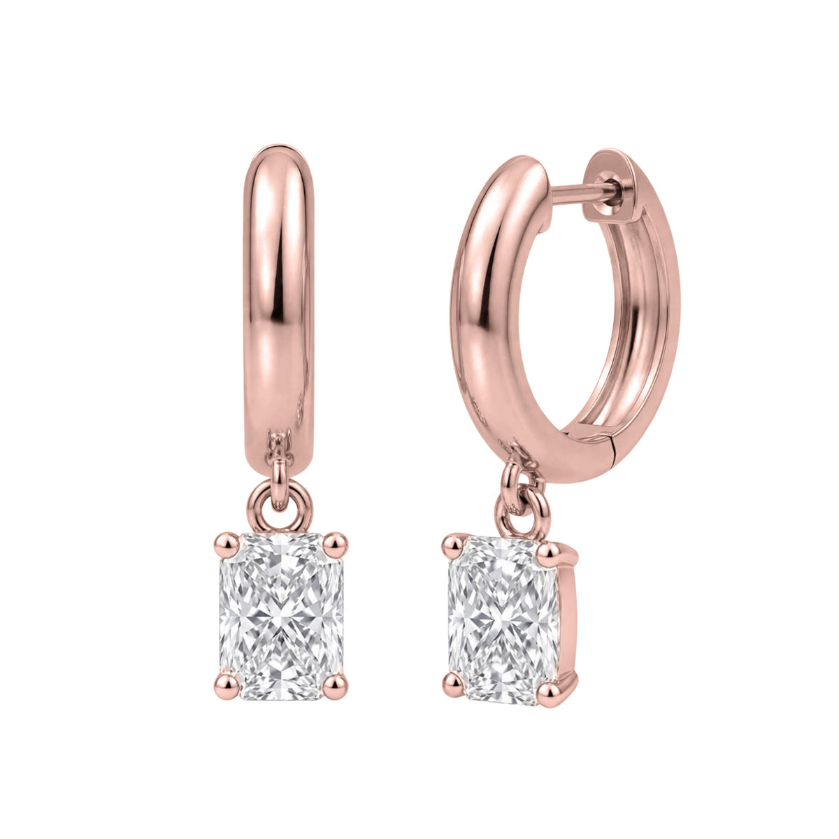 Lab-Grown Diamond Radiant Hoop Earrings in 14K White Gold or 14K Yellow Gold