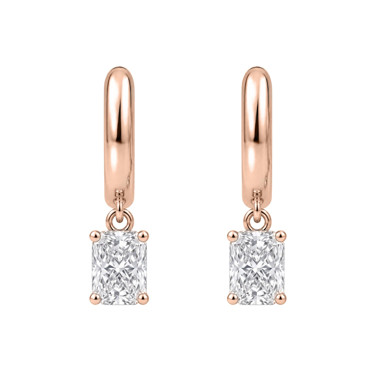 Lab-Grown Diamond Radiant Hoop Earrings in 14K White Gold or 14K Yellow Gold