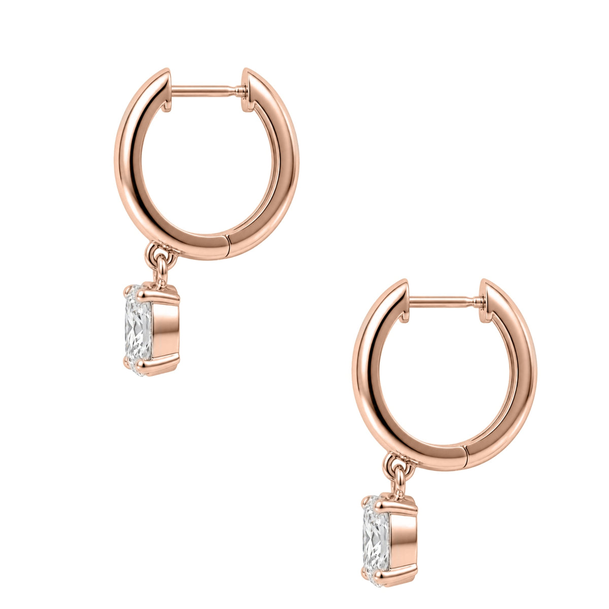 Lab-Grown Diamond Radiant Hoop Earrings in 14K White Gold or 14K Yellow Gold