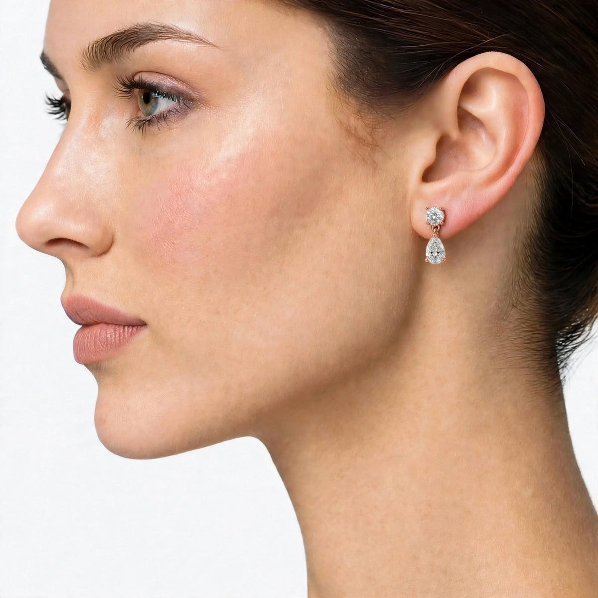 Lab-Grown Diamond Round-Pear Stud Earrings in 14K White Gold or 14K Yellow Gold