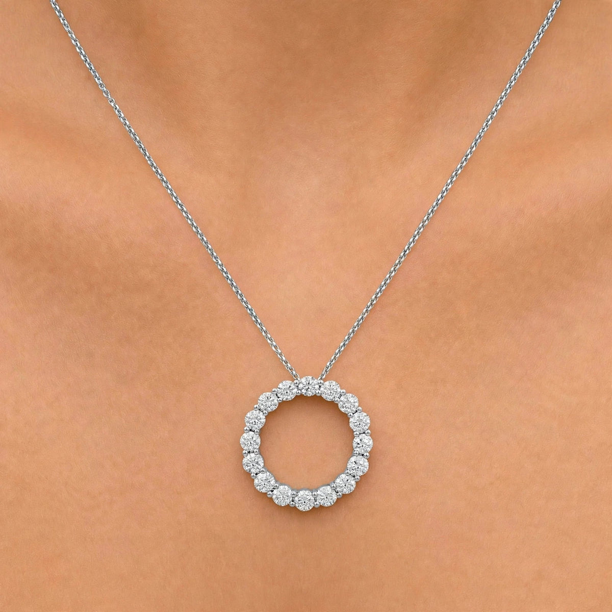 3 ct. T.W. Lab-Grown Diamond Round Pendant Necklace in Sterling Silver or 14K Gold over Silver
