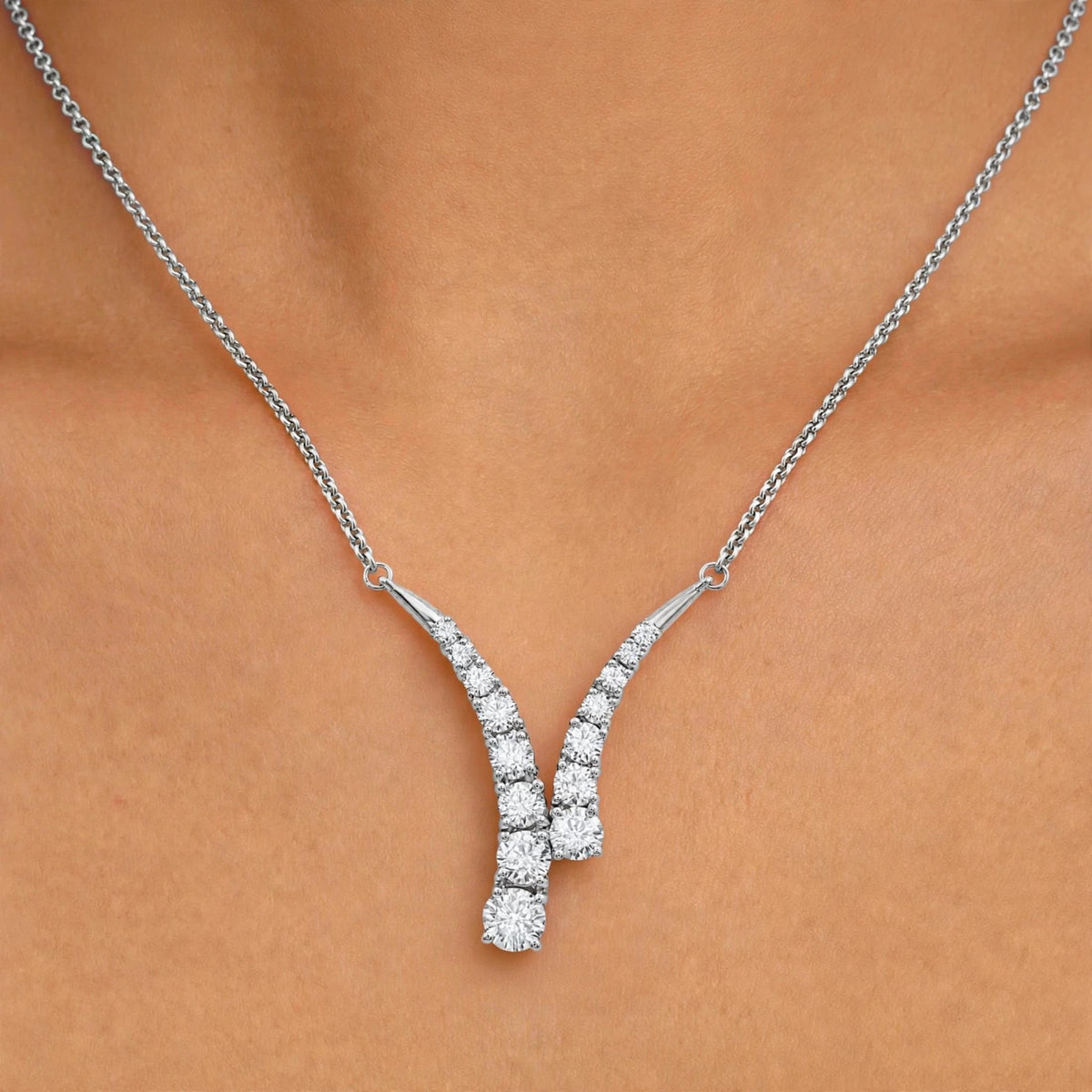 3 ct. T.W. Lab-Grown Diamond Round Y Necklace in Sterling Silver or 14K Gold over Silver